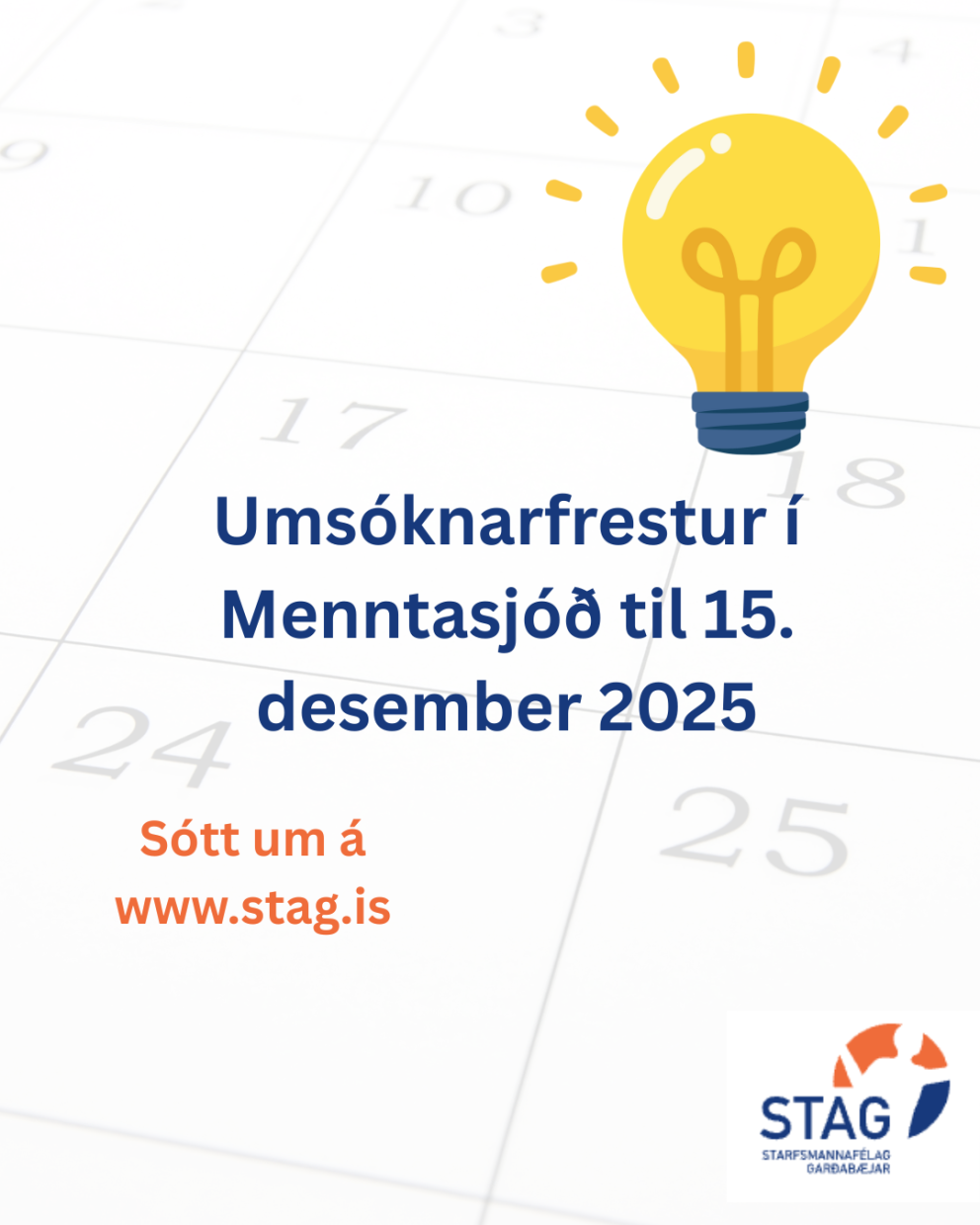 Umsóknarfrestur í Menntasjóð 15. desember